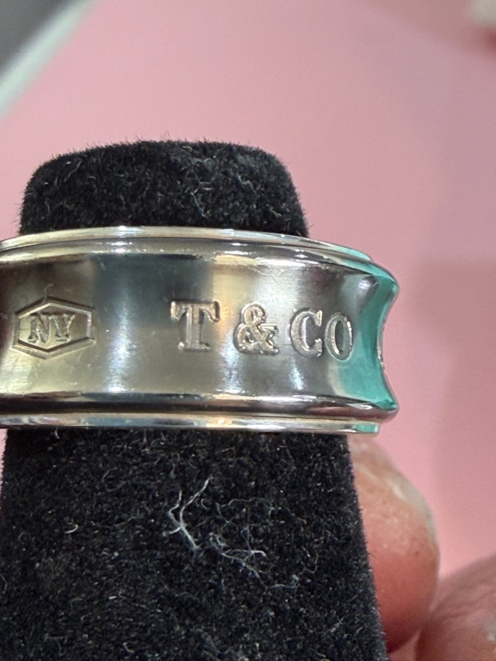 💍Tiffany & Co. 1837 Concave Vintage Sterling Silver 925 & Titanium Ring Sz 4.5 🎀 - Picture 8 of 15